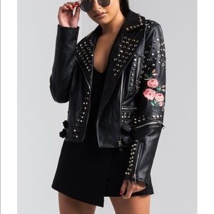 Black studded leather jacket